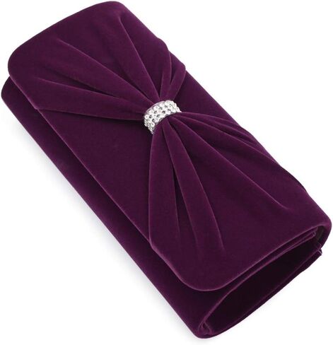 Elegant Rhinestone Bow Front Velvet Clutch Evening Bag Handbag in Saudi Arabia