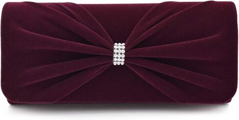 Elegant Rhinestone Bow Front Velvet Clutch Evening Bag Handbag in Saudi Arabia