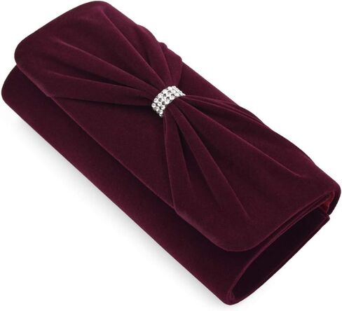 Elegant Rhinestone Bow Front Velvet Clutch Evening Bag Handbag in Saudi Arabia