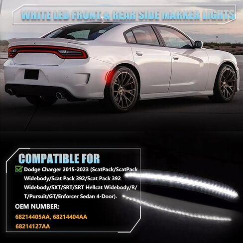 Front & Rear LED Side Marker Lights for Dodge Charger 2015-2023, Charger Smoked Lens Side Bumper Marker Lights, Dodge White LED Turn Signal Lamps, 4 PCS in Saudi Arabia