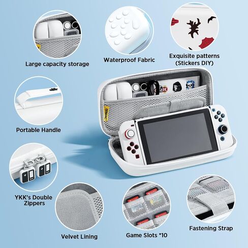 JEMDO Switch Carrying Case Accessories Kit Compatible with Switch,15in1 Accessories Travel Case,Bundle Storage Bag Set with Protective case, Screen Protector,Thumb Grip, Game Card Case,Stickers,Black in Saudi Arabia