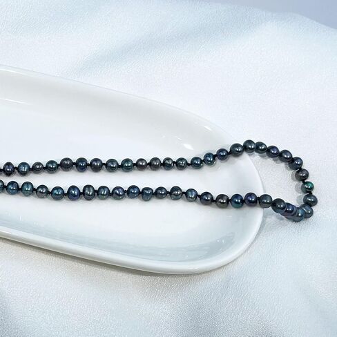 YAMI Pearl Necklace, Natural Saltwater/Freshwater Cultured Pearls with 925 Sterling Silver Clasp, Elegant Anniversary & Mother's Day Jewelry Gift for Women, Grey/Black/Purple/Pink Pearl in Kuwait