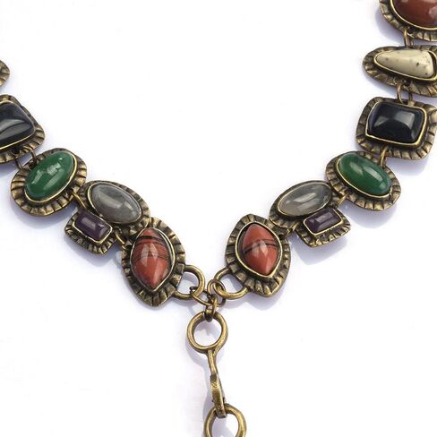 DATOA Vintage Large Colorful Stone Bracelet Simple Geometric OT-Clasp Link Bracelet Ethnic Style Jewelry in Kuwait