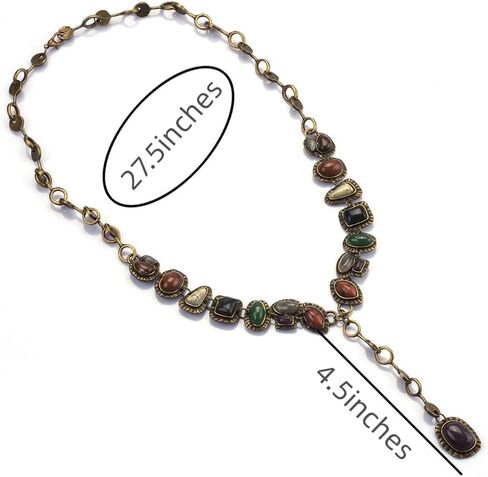 DATOA Vintage Large Colorful Stone Bracelet Simple Geometric OT-Clasp Link Bracelet Ethnic Style Jewelry in Kuwait