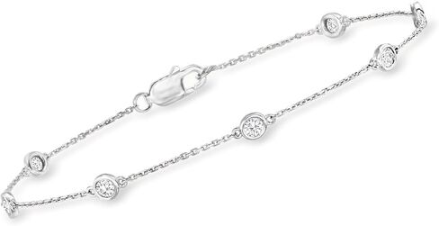 Ross-Simons Bezel-Set Diamond Station Bracelet in Sterling Silver in Saudi Arabia