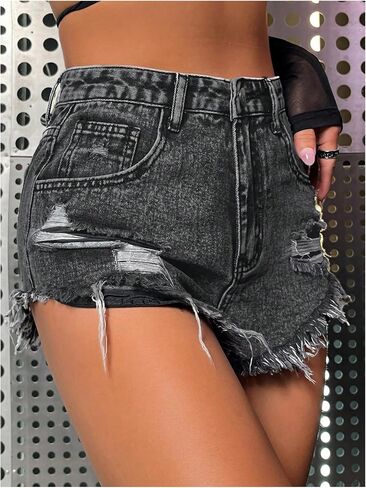 تنحنح Wdirara Women's Limed Hend Button Denim Shorts Button Szipper Fly Severs مع جيوب in Saudi Arabia