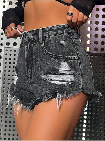 تنحنح Wdirara Women's Limed Hend Button Denim Shorts Button Szipper Fly Severs مع جيوب in Saudi Arabia