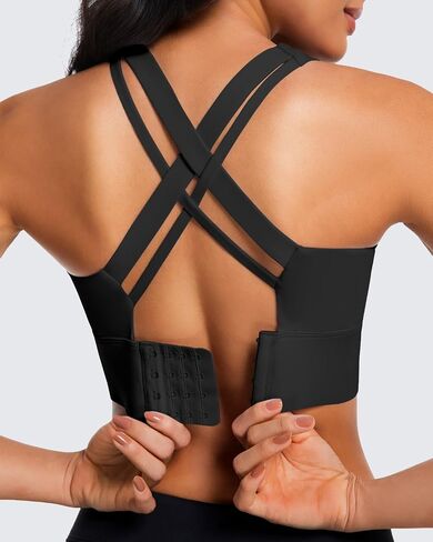 Zip Front Sports Bra for Women, High Support Criss-Cross Back Strappy Padded Workout Tops Supportive Running Bras in Saudi Arabia
