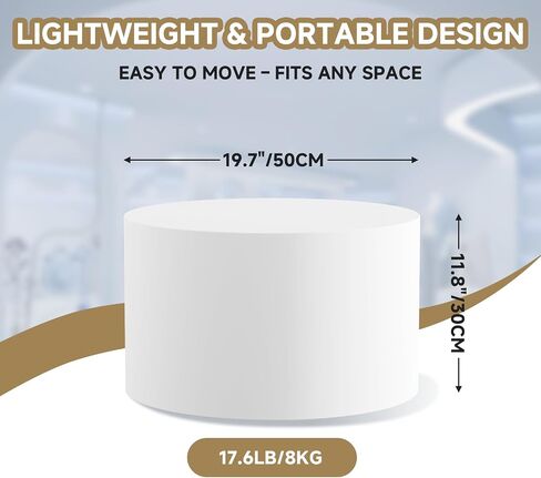 Round Mannequin Display Pedestal Stands, Premium Cylinder Stands for Party, Jewelry， Exhibitions, and Retail Displays(White 19.7"*11.8") in Kuwait