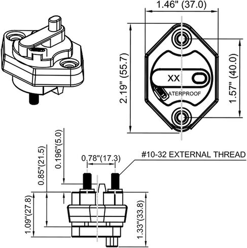 ZOOKOTO 12V-32V DC 50A Circuit Breaker Fuse Inverter with Manual Reset Button for Auto Truck RV Marine Trailer Waterproof 50Amps in Saudi Arabia