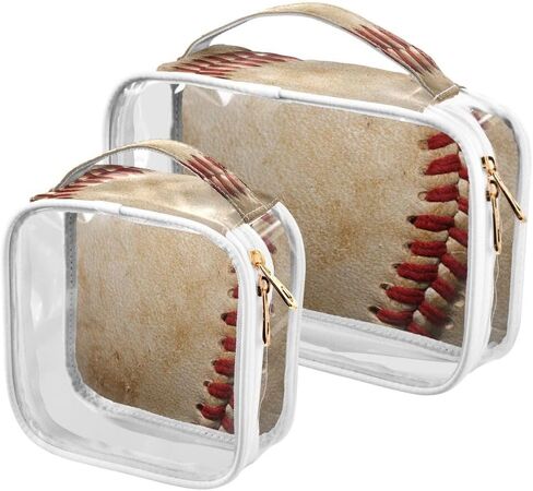 ALAZA Funny Ball Baseball 2 Pcs Storage Bags Zippered Organizers Cosmetics Travel Case Toiletry Bag Transparent Tote Bags in Saudi Arabia