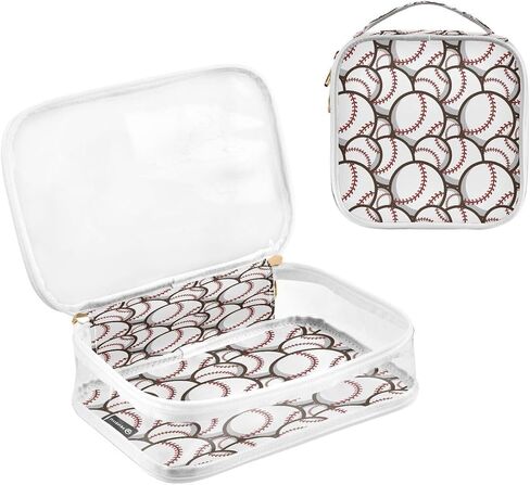 ALAZA Funny Ball Baseball 2 Pcs Storage Bags Zippered Organizers Cosmetics Travel Case Toiletry Bag Transparent Tote Bags in Saudi Arabia