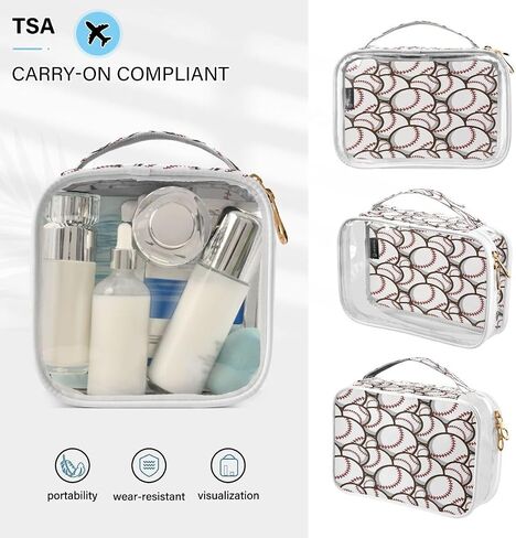 ALAZA Funny Ball Baseball 2 Pcs Storage Bags Zippered Organizers Cosmetics Travel Case Toiletry Bag Transparent Tote Bags in Saudi Arabia