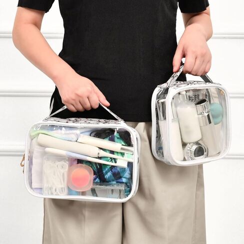 ALAZA Funny Ball Baseball 2 Pcs Storage Bags Zippered Organizers Cosmetics Travel Case Toiletry Bag Transparent Tote Bags in Saudi Arabia