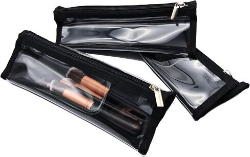 TSA Approved for Carry On Travel Clear Shaving Bag Black Transparent Vinyl Makeup Bag Foldable Tool Brush Packing Organizer 3-1-1 Liquids Toiletry Bag-2 pack in Saudi Arabia