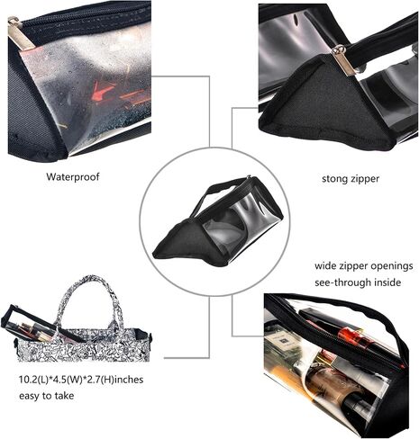 TSA معتمدة من أجل Carry On Travel Clear Bag Black Black Finyl Makeup Bag قابلة للطي منظم تعبئة الفرشاة 3-1-1 in Saudi Arabia
