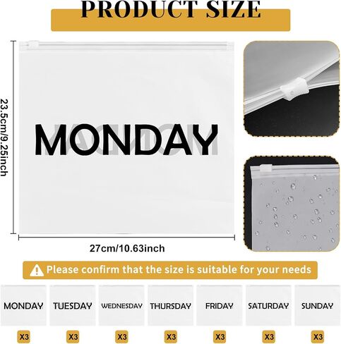 21pcs Days of Week Packing Cubes Luggage Organizers for Suitcase Plastic Zipper Bags for Travel Plastic Organizer Bags with Zipper Packing Cubes for Travel Days of the Week in Saudi Arabia