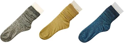 Ealafee Glitter Shiny Socks for Women Retro Loose Socks Short Tube Crew Socks in Saudi Arabia