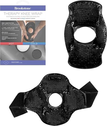Brookstone Knee Ice Pack Wrap With Silica Beads - Hot and Cold Therapy for Pain Relief - Reusable for Swelling, Injuries, and Post-Surgery Recovery - Azure Blue in Kuwait