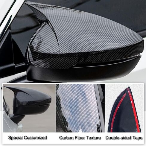 2 Pack ABS Plastic Mirror Covers Outside Mirror Protective Trim for 11th Gen Honda Civic 2022 2023 2024 2025 Accessories - (Carbon Fiber Style) in Saudi Arabia