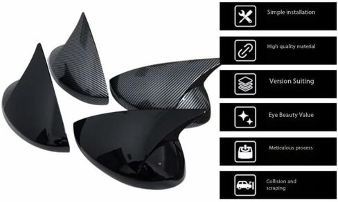 2 Pack ABS Plastic Mirror Covers Outside Mirror Protective Trim for 11th Gen Honda Civic 2022 2023 2024 2025 Accessories - (Carbon Fiber Style) in Saudi Arabia
