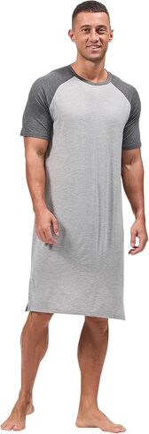 HEAVYWOOD Mens Nightshirt Pajamas Short Sleeve Nightgown Sleepwear Big&Tall Sleep Shirts in Saudi Arabia