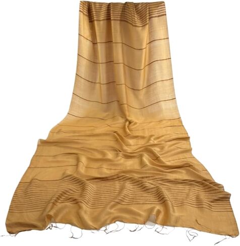 Humble Hilo Silk Blend Womens Scarf with Subtle Stripes Real Silk Scarf Large Long Silk Scarf Pashmina Wrap in Kuwait
