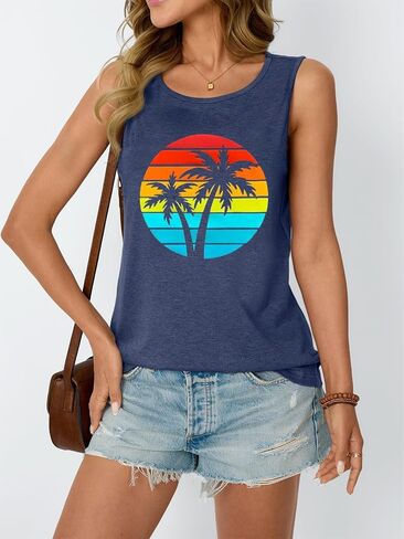 Summer Beach Graphic Tees for Women Sun Salt Sand Shirts Palm Tree Sunset Casual Vacation Tops in Saudi Arabia