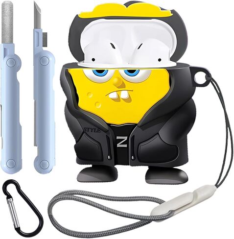 AirPods 3rd Generation Case Cover 2021,Cute Funny Kawaii Cool Design Fashion Cartoon Case for Apple Airpods 3 gen Soft Silicone Case with Cleaner kit,Keychain and Lanyard for Boys Girls Kids. in Kuwait