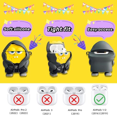 AirPods 3rd Generation Case Cover 2021,Cute Funny Kawaii Cool Design Fashion Cartoon Case for Apple Airpods 3 gen Soft Silicone Case with Cleaner kit,Keychain and Lanyard for Boys Girls Kids. in Kuwait