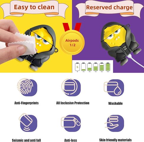 AirPods 3rd Generation Case Cover 2021,Cute Funny Kawaii Cool Design Fashion Cartoon Case for Apple Airpods 3 gen Soft Silicone Case with Cleaner kit,Keychain and Lanyard for Boys Girls Kids. in Kuwait