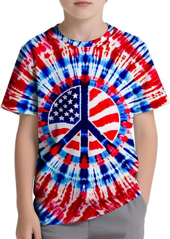 قميص ربطة عنق الأطفال مقاس 6-18 أطفال هيبيز كبار القميص القصيرة Tees Tie-Dye T Shirt للأولاد Girls in Kuwait