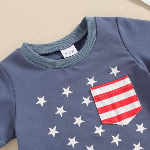 4th of July Baby Boy Outfit Short Sleeve T Shirt Shorts Set Toddler Baby Boy Summer Clothes in Kuwait