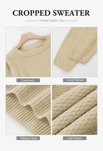 Pink Queen Crop Sweaters for Women Trendy Crew Neck Long Sleeve Fall Ribbed Pullover Cropped Knit Tops in Saudi Arabia