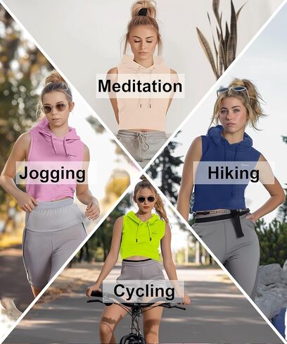 URBAN BUCK Neon Tank Top Sleeveless Hoodie For Women - UPF50+ Sun Protection Crop Top Sweatshirt For Workout & Running in Kuwait