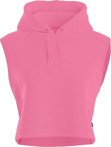 URBAN BUCK Neon Tank Top Sleeveless Hoodie For Women - UPF50+ Sun Protection Crop Top Sweatshirt For Workout & Running in Kuwait