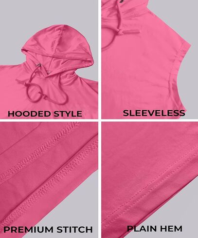 URBAN BUCK Neon Tank Top Sleeveless Hoodie For Women - UPF50+ Sun Protection Crop Top Sweatshirt For Workout & Running in Kuwait