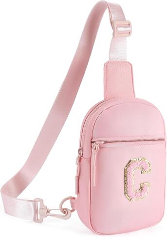 CHOLISS Personalized Gifts for Women and Teen Girls, Sling Bag for Women, Fanny Pack for Girls Trendy Stuff, Birthday Christmas Gift, Pink/Peach in Saudi Arabia