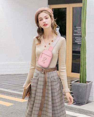 CHOLISS Personalized Gifts for Women and Teen Girls, Sling Bag for Women, Fanny Pack for Girls Trendy Stuff, Birthday Christmas Gift, Pink/Peach in Saudi Arabia
