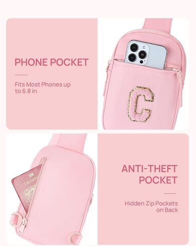 CHOLISS Personalized Gifts for Women and Teen Girls, Sling Bag for Women, Fanny Pack for Girls Trendy Stuff, Birthday Christmas Gift, Pink/Peach in Saudi Arabia