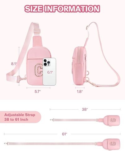 CHOLISS Personalized Gifts for Women and Teen Girls, Sling Bag for Women, Fanny Pack for Girls Trendy Stuff, Birthday Christmas Gift, Pink/Peach in Saudi Arabia