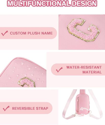 CHOLISS Personalized Gifts for Women and Teen Girls, Sling Bag for Women, Fanny Pack for Girls Trendy Stuff, Birthday Christmas Gift, Pink/Peach in Saudi Arabia