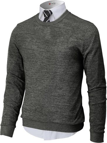 H2H Mens Casual Slim Fit Pullover Sweaters Knitted Tops Lightweight Longsleeve Basic Designed in Saudi Arabia