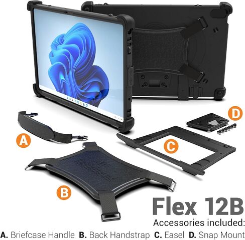MobileDemand Flex 12B 2-in-1 Laptop, Rugged Tablet PC Windows 11 Pro Upgrade, 16GB RAM, 256GB, 12.6 inch screen, MIL-STD-810H Certified, Field Work Tablet with keyboard, Android Tablet Alternative in Kuwait
