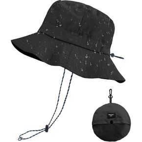 PFFY Quick Dry Waterproof Packable Bucket Hat for Women Men Outdoor Sun Hats with Detachable Chin Strap