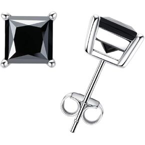 Anuclub 1.2-4CTTW 10K Post Princess Cut Moissanite Stud أقراط للنساء ، D Color VVS1 925 Sterling Silver Arrings
