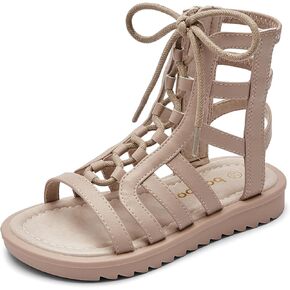 Balabala Girls Sandals Gladiator Fisherman Ankle Strap Flat Sandals with Side Zipper Closure, Casual Beach Sandals for Daily Wear and Summer