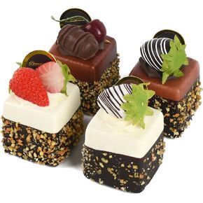 4PCS Artificial Chocolate Fruit Cake, Fake Cupcake Model Simulated Dessert Realistic Food Model Photography Prop for Home Kitchen Party Decoration