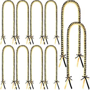 10 Pcs Graduation Braided Ribbon Leis Handmade Graduation Necklace for Class of 2025 Braided Honor Rope Leis Ribbon Necklace for Grads Parties Accessories Decorations