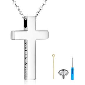 XIUDA 925 Sterling Silver Cremation Jewelry Memorial Cross Urn Necklace for Ashes Keepsake Urns Pendant Necklace for Men Women